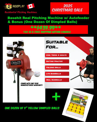 Picture of BaseHit Real Baseball Pitching Machine with Auto Ball Feeder